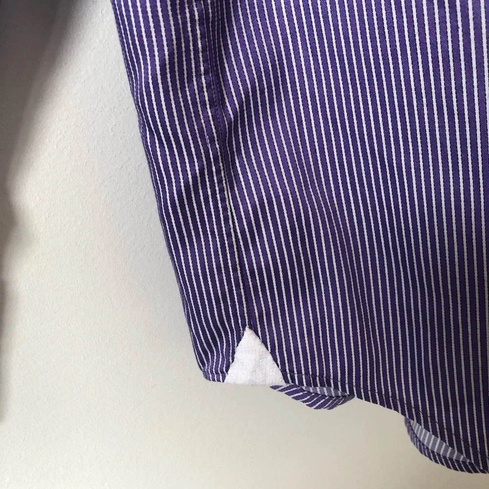 Robert Graham Purple White Striped Dress Shirt 43 / 17 - Picture 6 of 10